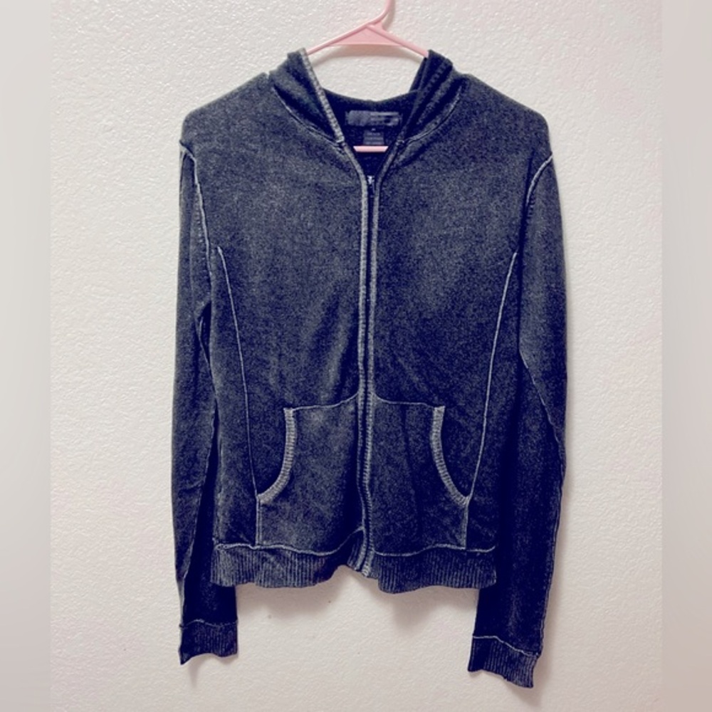BC Ethic Grunge Gray Zip Up Hooded Sweater Jacket!